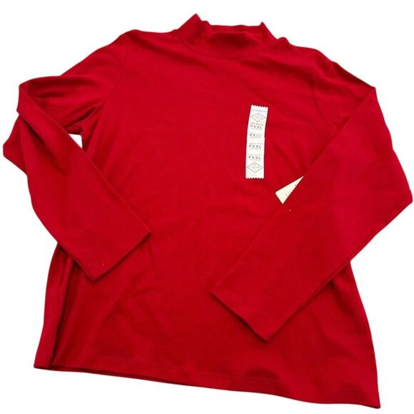 St. John's Bay Tops - St.‎ John's Bay Women's Petite Red Mockneck Long Sleeve Blouse